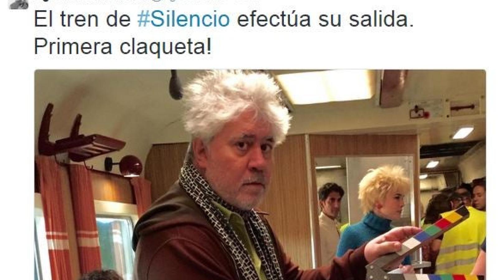 Primera imagen del rodaje de «Silencio»: Grao y Ugarte en un tren