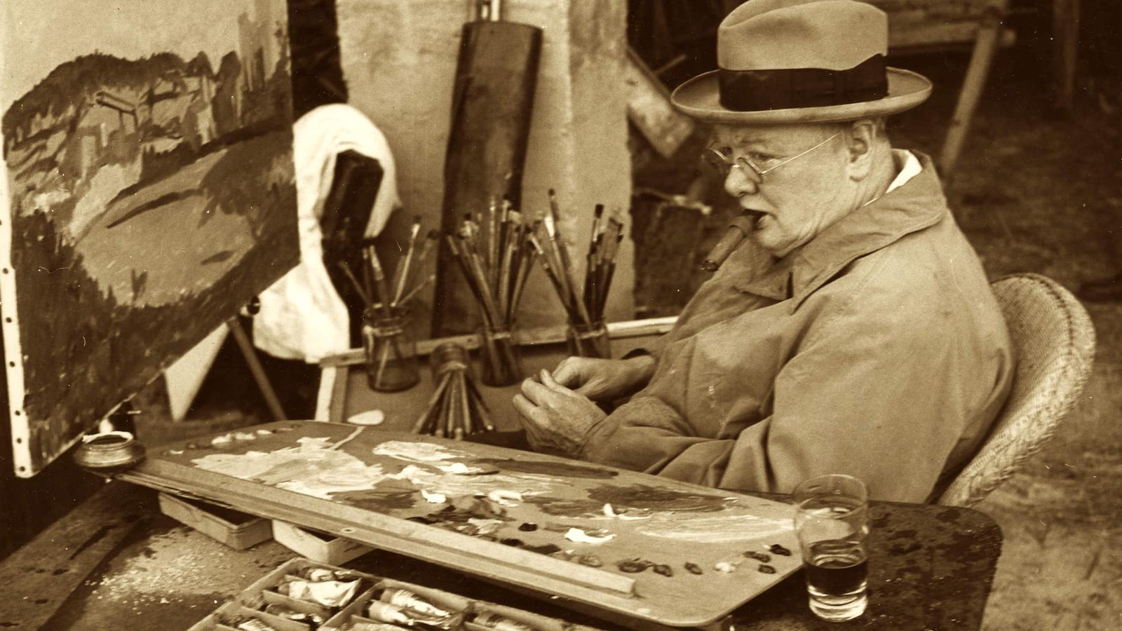 Winston Churchill pintando en la localidad de  Lourmarin, en 1948