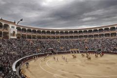 Vista general de la plaza de Las Ventas durante el paseíllo al comienzo de la corrida de la Feria de San Isidro.