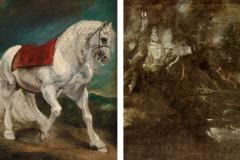 A la izquierda, el 'Caballo andaluz' de Van Dyck; a la derecha, el paisaje oculto tras el animal