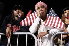 Supporters of US Vice President and Democratic presidential candidate Kamala Harris react during an election night event at Howard University in Washington, DC, on November 5, 2024. (Photo by CHARLY TRIBALLEAU / AFP)