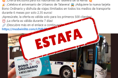 Perfil falso en Facebook propaga una estafa de abonos de autobús urbano en Talavera de la Reina (Toledo)