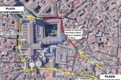 Mapa del eje peatonal de la Plaza de Zocodover-Ayuntamiento de Toledo que este año será de sentido único