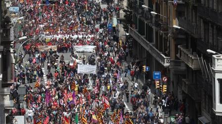 Manifestación en Barcelona por el Día del Trabajo