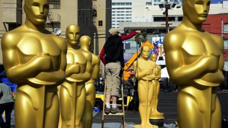 Fotografía de archivo de los preparativos para una ceremonia de los Oscars