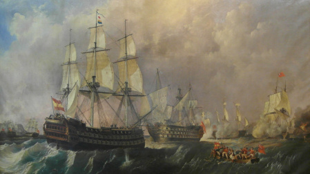 El Infante don Pelayo acude al rescate del Santísima Trinidad en la batalla del Cabo de San Vicente del 14 de febrero de 1797.