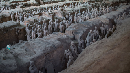 Parte del conjunto de los Guerreros y Caballos de Terracota de Xi'An