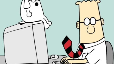 La famosa pareja creada por Scott Adams, Dilbert y Dogbert