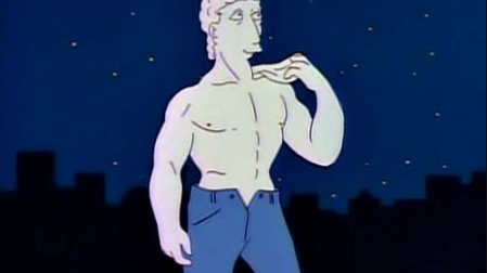 El David de Miguel Ángel, representado con pantalones en los Simpson