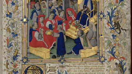 Ilustración de 1448 de María de Castilla, incluida en las Observancias de Barcelona