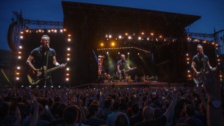 Bruce Springsteen and the E Street Band perform, Friday, April 28, 2023, at the Olympic Stadium of Montjuic in Barcelona, Spain. Bruce Springsteen and The E Street Band kick off a new world tour six years after "The Boss" held his last concert of The River Tour in Australia. 