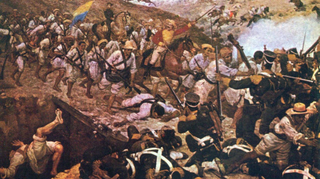 Imagen de la batalla de Boyacá, obra de Martín Tovar y Tovar, que fue una victoria decisiva de los revolucionarios