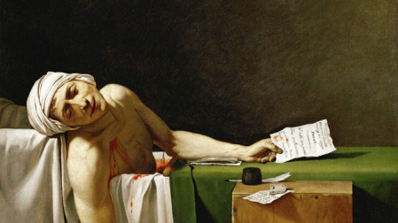 La muerte de Marat, por Jacques-Louis David, obra de 1793