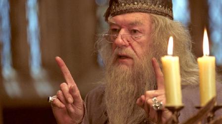 Albus Dumbledore durante una de las películas de Harry Potter