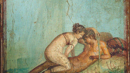 Detalle de  un fresco romano del dormitorio («cubiculum» 43) de la  Casa del Centenario, en Pompeya