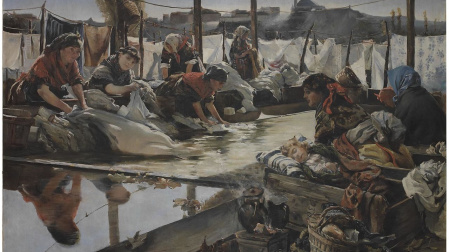 "Lavanderas del Manzanares", obra de Pérez de Valluercas (1887)