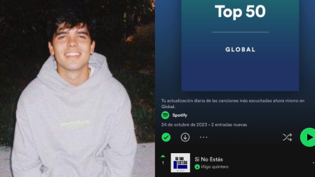  'Si no estás', del joven coruñés Íñigo Quintero ya es la canción mundialmente más escuchada en Spotify