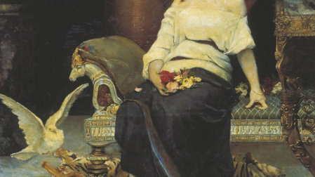 «Mujer romana solitaria» (1884), obra de Svedomsky Pavel Alexandrovich