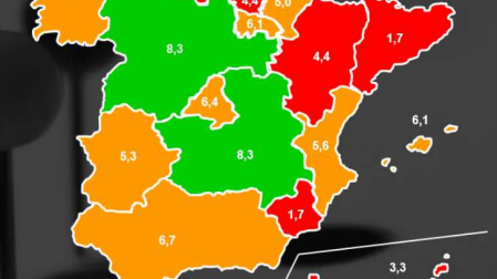 Mapa de puntuación de servicios de dependencia por comunidades autónomas