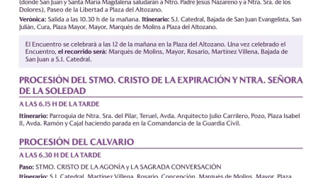 Itinerario de procesiones para este jueves santo en Albacete difundido por la Junta de Cofradías de la Semana Santa de Albacete