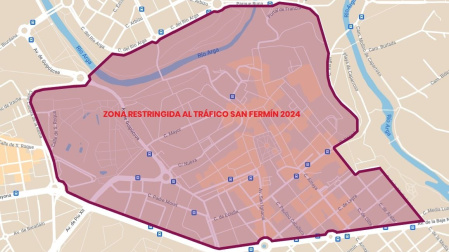 Zona restringida al tráfico durante las Fiestas de San Fermín 2024