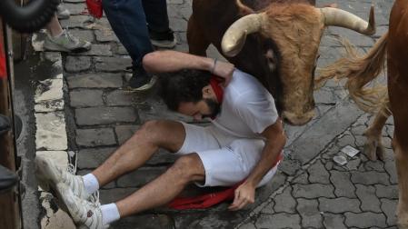 Los toros de Domingo Hernández en el quinto encierro de los Sanfermines