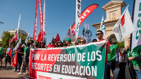 Huelga de Educacion convocada por CCOO, CSIF, y la Intersindical de CLM. En el Pincho de la Feria, ALbacete, Castilla-La Mancha