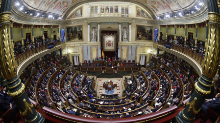 Vista del hemiciclo, en el Congreso de los Diputados. 