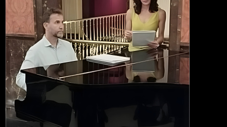 Miguel Huertas y Marta Poveda, durante uno de los ensayos de 'Diálogos de Oro'