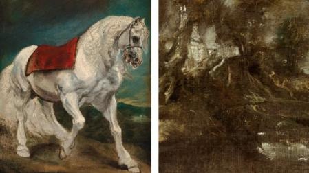 A la izquierda, el 'Caballo andaluz' de Van Dyck; a la derecha, el paisaje oculto tras el animal