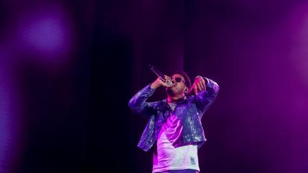 El cantante Myke Towers durante su concierto en el WiZink Center del 21 de mayo de 2024