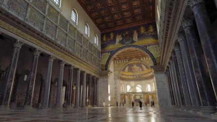 Recreación de la antigua basílica de San Pedro del Vaticano