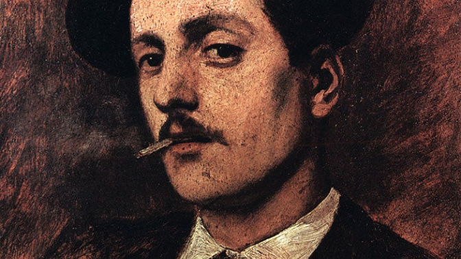 El compositor italiano Giacomo Puccini, con ademán escéptico