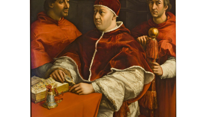 Retrato del papa Leone X con el Cardenal Giulio de Medici y Luigi de' Rossi