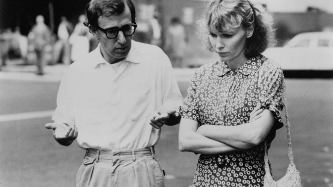 Woody Allen con Mia Farrow durante el rodaje de "Hannah y sus hermanas"