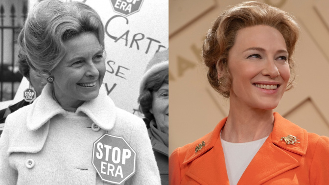 Cate Blanchett interpreta a Phyllis Schlafly (izda.) en "Mrs America"