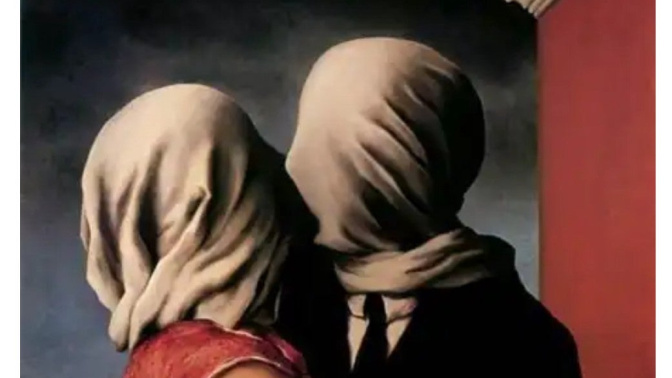 En "Los amantes", de Magritte se ha intentado hallar referencias psicoanalíticas