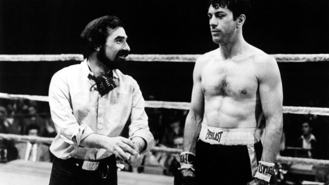 Robert De Niro y Martin Scorsese durante el rodaje de "Toro Salvaje" (1978)