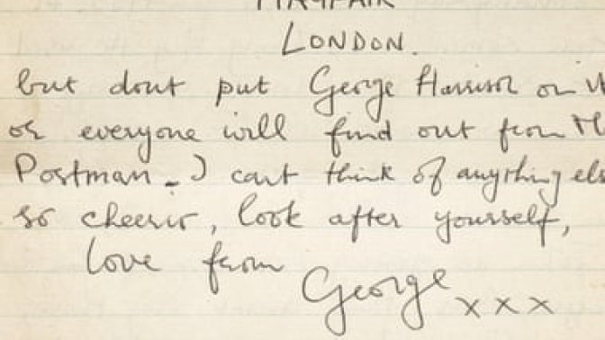 Carta de George Harrison a Astrid Kirchherr