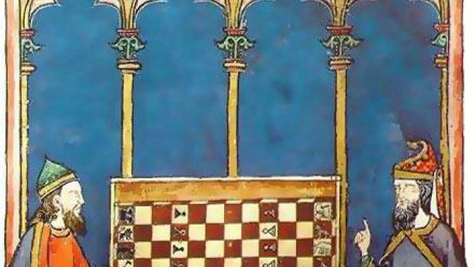 Sefardíes jugando al ajedrez. Libro de los juegos (1251-1283), encargado por el rey Alfonso X.