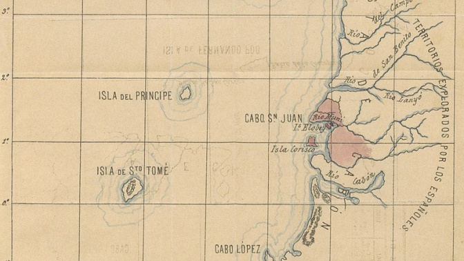 Mapa de las posesiones españolas en el Golfo de Guinea en 1897