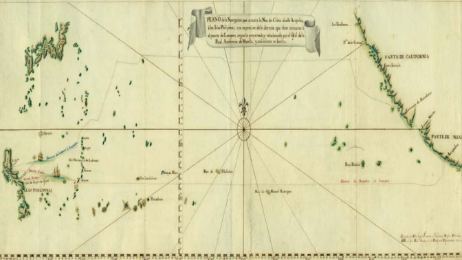 Imagen de la ruta que seguía el galeón de Manila, o nao de China, entre Filipinas y México