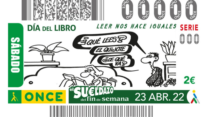 La ONCE y Planeta lanzan un cupón por el Día del Libro con viñeta de Forges