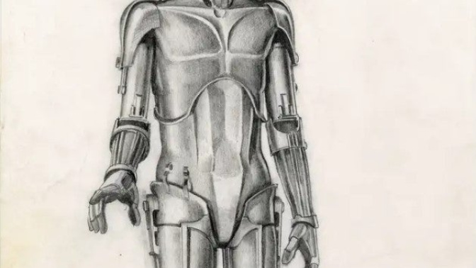 Uno de los primeros bocetos de Ralph McQuarry de C-3PO