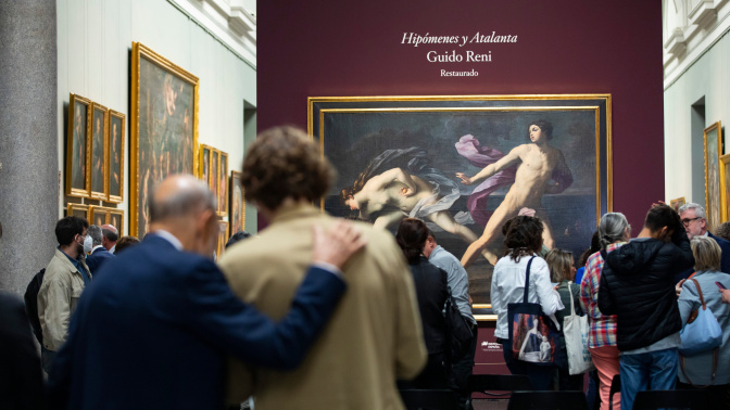 "Hipómenes y Atalanta", de Guido Reni, se expondrá hasta noviembre en un emplazamiento singular en la Galería Central del Prado