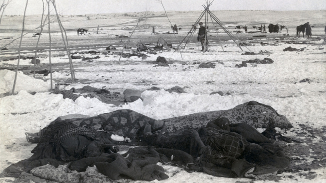 El lugar de la masacre de Wounded Knee, tres semanas después