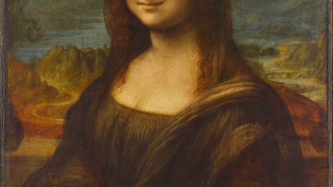 La famosa Mona Lisa, con el puente a la derecha de la imagen, junto a su rostro