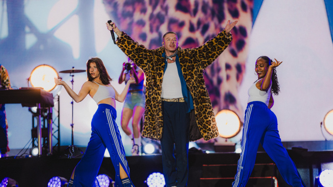 Macklemore, durante su actuación en Rock in Rio Lisboa